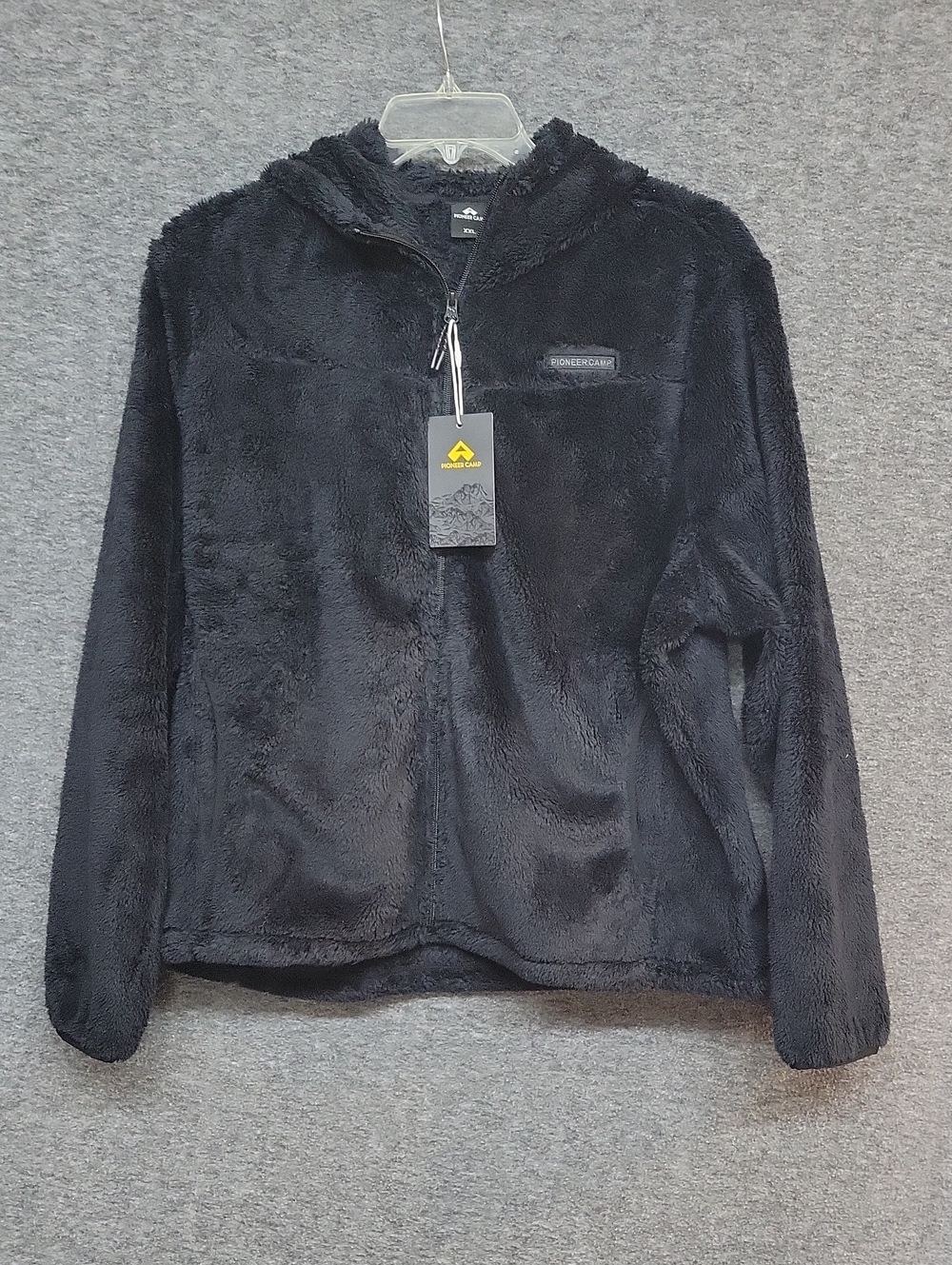 NWT Pioneer Camp Womens Black Faux Fur Hoodie Size XXL Full Front Zip